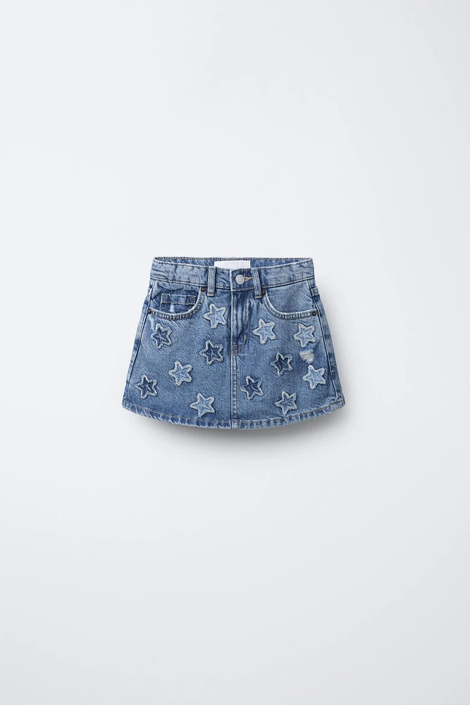 JUPE-SHORT EN JEAN À ÉTOILES