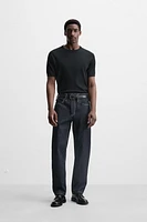 STRAIGHT FIT TOPSTITCHED JEANS