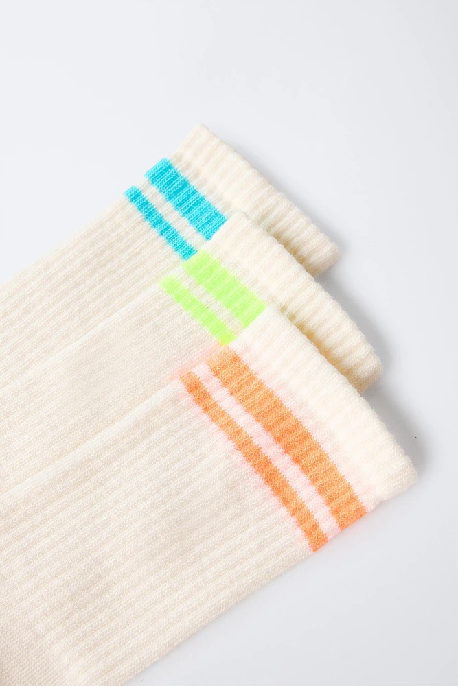 LOT DE TROIS PAIRES CHAUSSETTES LONGUES À RAYURES