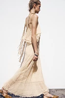 POINTELLE KNIT RUFFLED DRESS