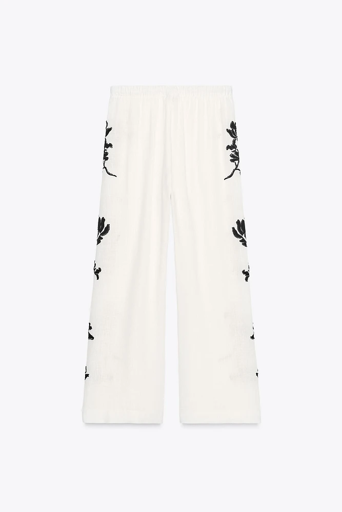 ZW COLLECTION FLORAL EMBROIDERED PANTS