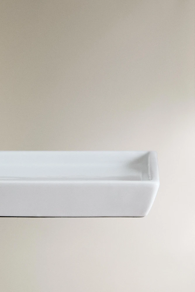 WHITE EARTHENWARE BATHROOM TRAY