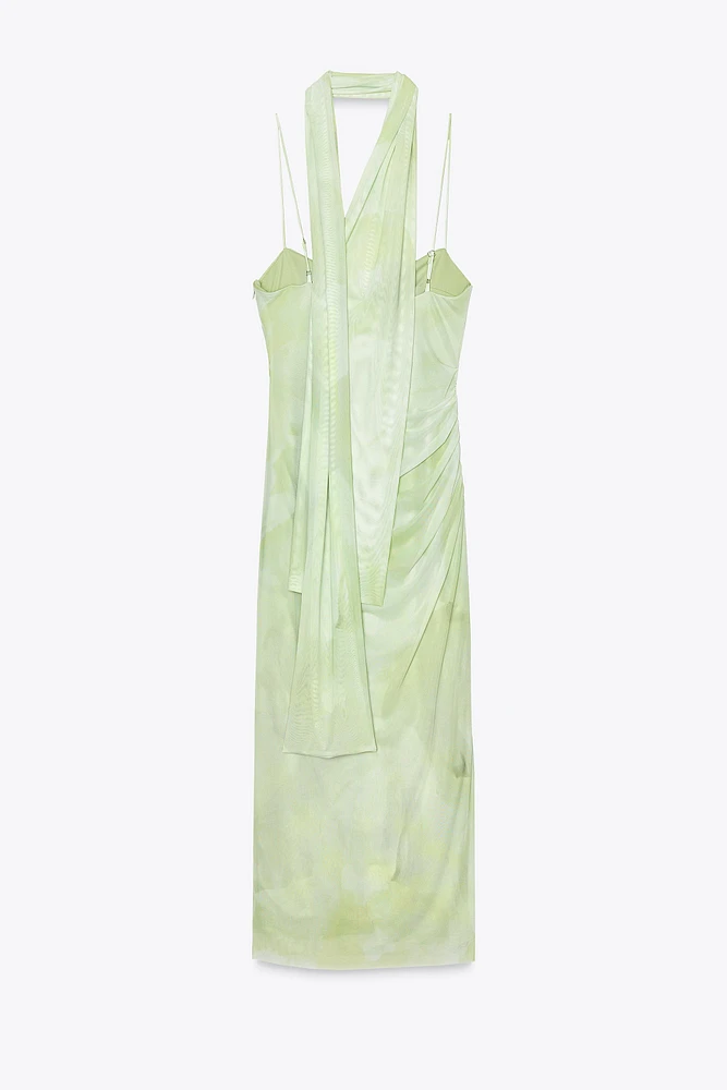 TULLE MIDI DRESS WITH SCARF
