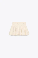 EMBROIDERED FLORAL MINI SKIRT