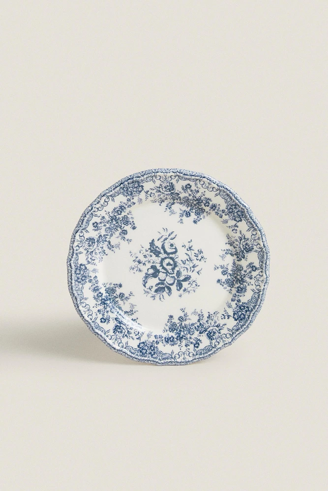 FLORAL EARTHENWARE DESSERT PLATE