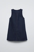 BUTTONED DENIM PINAFORE DRESS