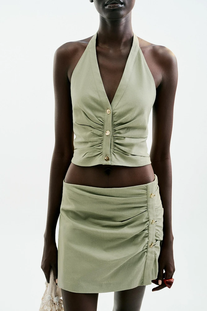 TOP HALTER AVEC LIN