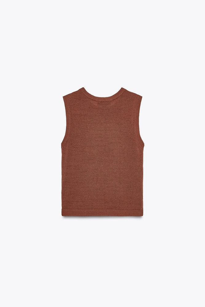 LINEN KNIT VEST TOP