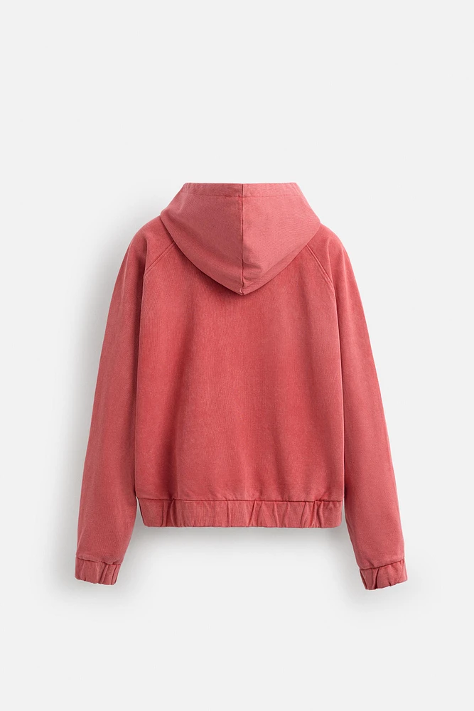 WASHED DETAIL ZIPPERED SWEATSHIRT