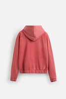 WASHED DETAIL ZIPPERED SWEATSHIRT