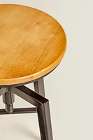 WOOD AND METAL SWIVEL BAR STOOL