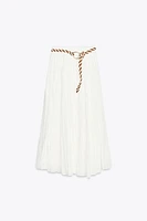 BRAIDED BELT MIDI SKIRT