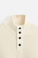 COTTON-WOOL BUTTON SWEATER