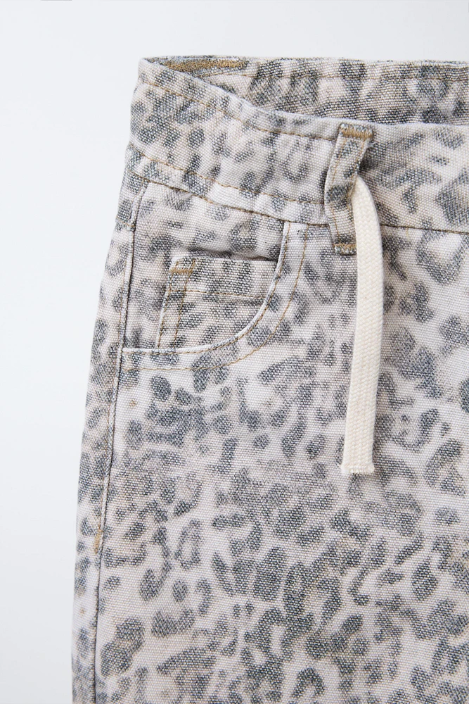 ANIMAL PRINT CANVAS TWILL PANTS