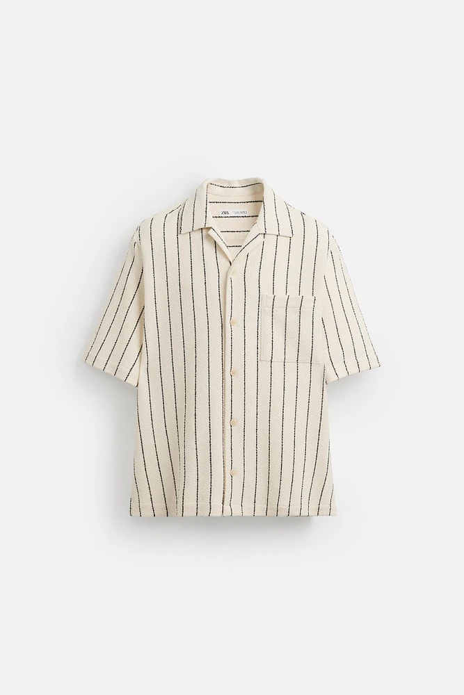 CHEMISE RAYURES TEXTURE VELOURS BOUCLÉ