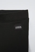 LABEL DETAIL RIBBED LEGGINGS