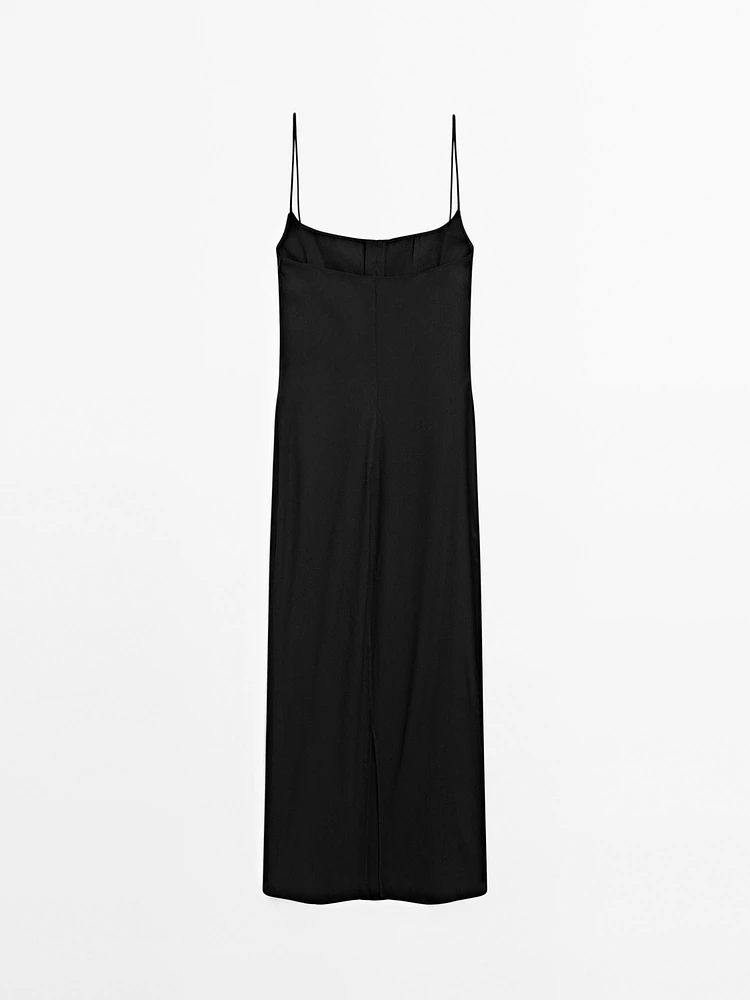 Strappy linen midi dress