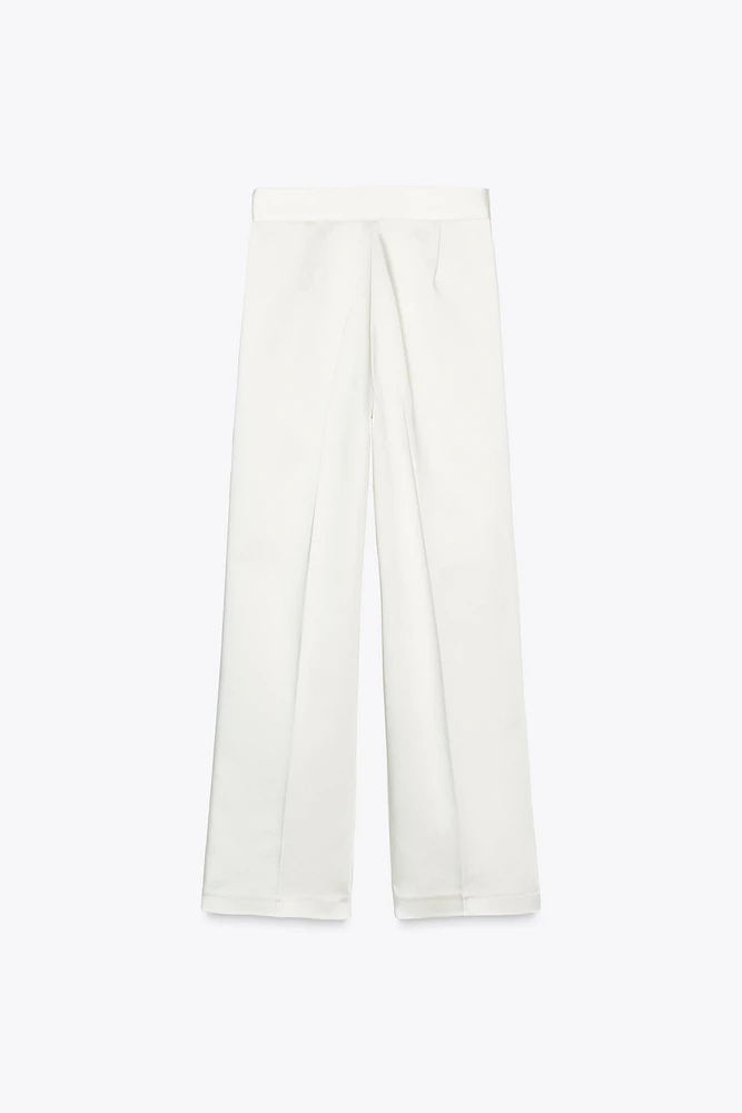PANTALON SATINÉ TAILLE HAUTE PLIS