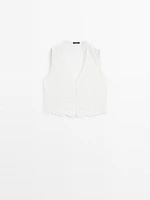Veste sans manches brodée 100 % coton