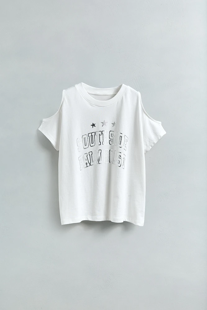 T-SHIRT CUT OUT IMPRIMÉ BRILLANT