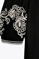 ZW COLLECTION LINEN BLEND EMBROIDERED TOP
