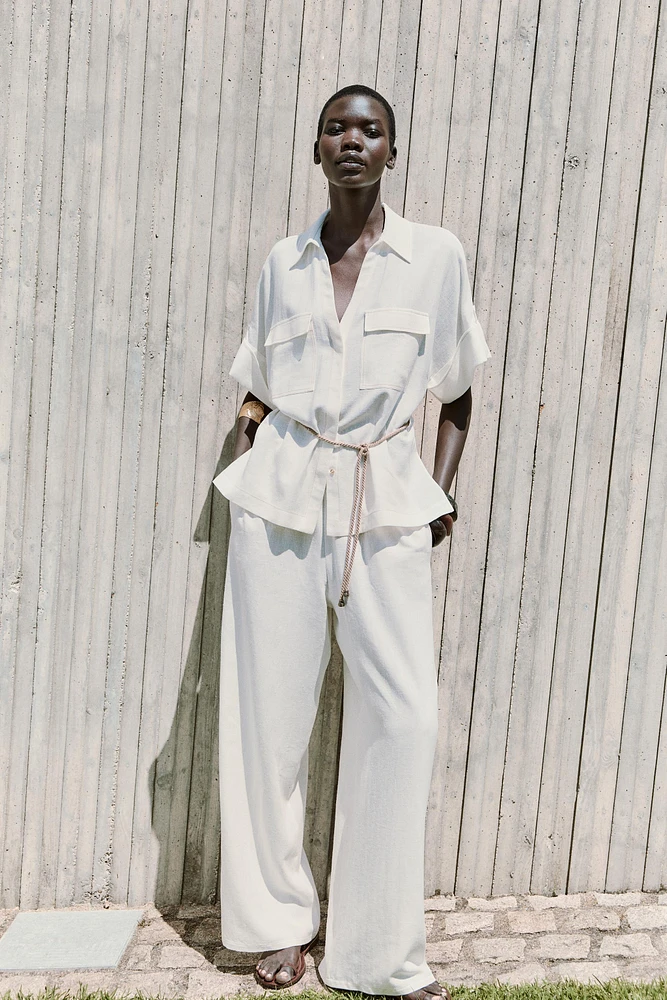CHEMISE SAFARI LACET AVEC RAMIE