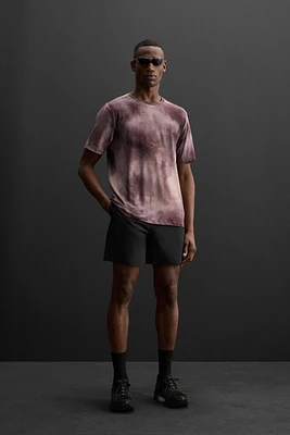 TIE-DYE PRINT PERFORATED T-SHIRT