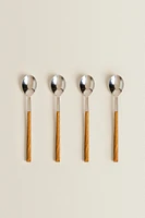 SET OF DESSERT SPOONS WITH WOOD-EFFECT HANDLES (SET OF 4)