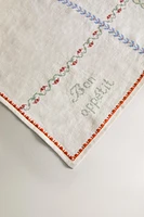 CROSS STITCH LINEN TABLECLOTH
