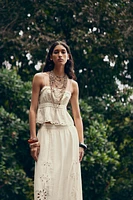 EMBROIDERED EYELET CROP TOP