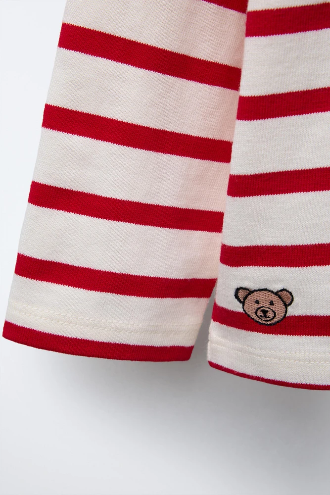 HEAVYWEIGHT STRIPED EMBROIDERED T-SHIRT