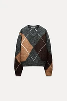 KNIT ARGYLE SWEATER