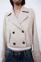 SHORT FAUX SUEDE TRENCH COAT