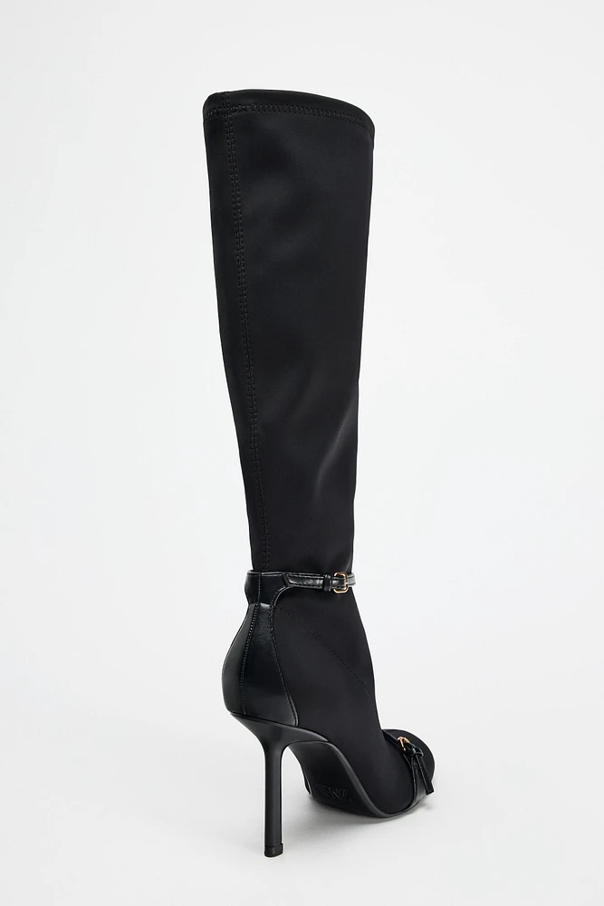 THIN HEEL ANKLE STRAP BOOTS