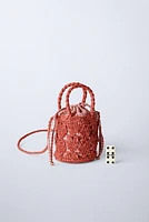 HEARTS RAFFIA BUCKET BAG