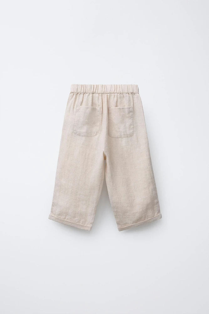 100% LINEN CROSSOVER PANTS