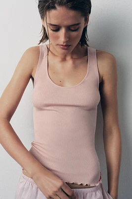 100% SILK RIBBED TOP