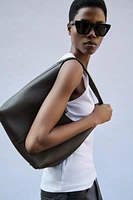 GRAINED LEATHER BUCKET BAG