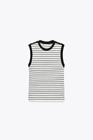 STRIPED BUTTON T-SHIRT