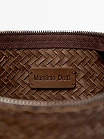 Sac seau tressé en cuir nappa