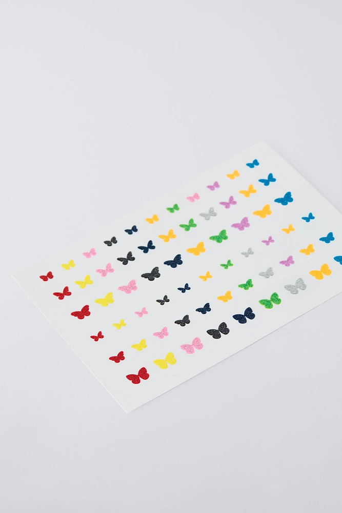 ZARA STICKERS VISAGE PAPILLONS PAILLETTÉS