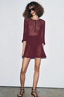 CROCHET KNIT MINI DRESS