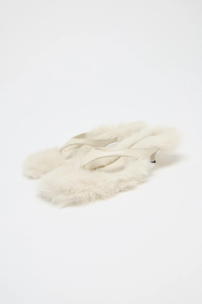 LIMITED EDITION FAUX FUR LEATHER HEELED SANDALS