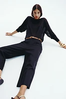 LINEN STRAIGHT LEG PANTS WITH BELT