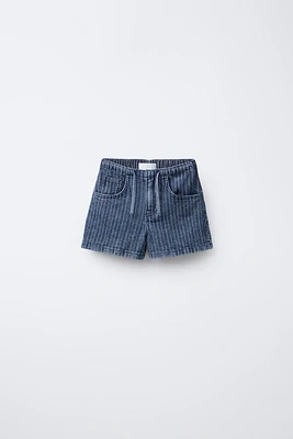 STRIPED DENIM SHORTS