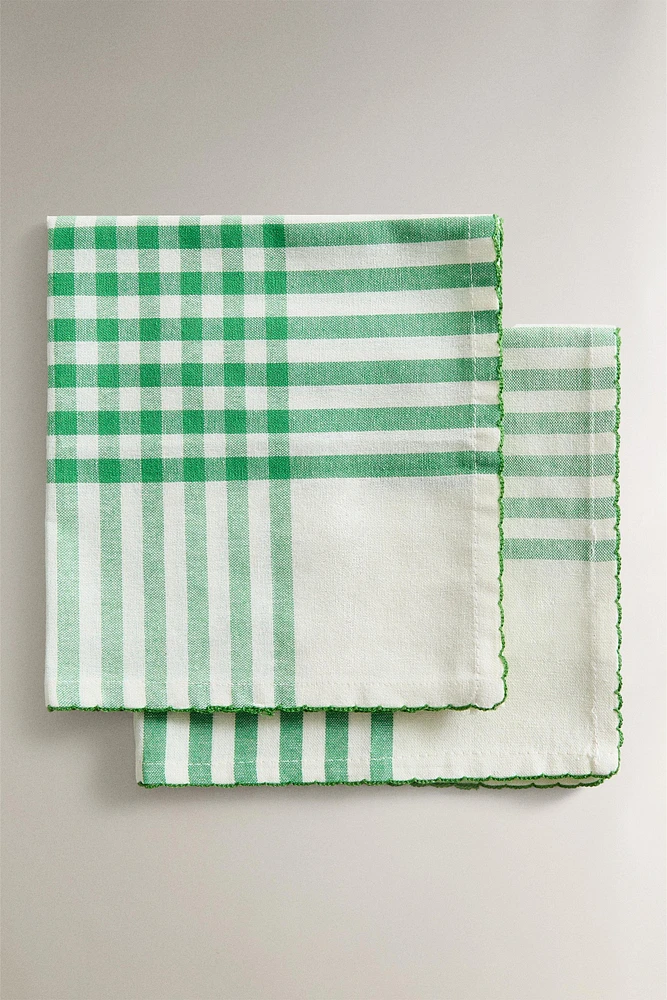 SET OF DYED COTTON CHECK NAPKINS (SET OF 2)