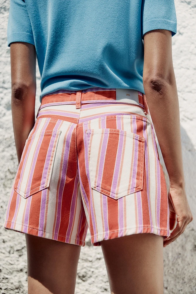 SHORT Z1975 MOM FIT TAILLE HAUTE RAYURES
