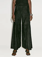 Pantalon large en cuir et daim - Limited Edition
