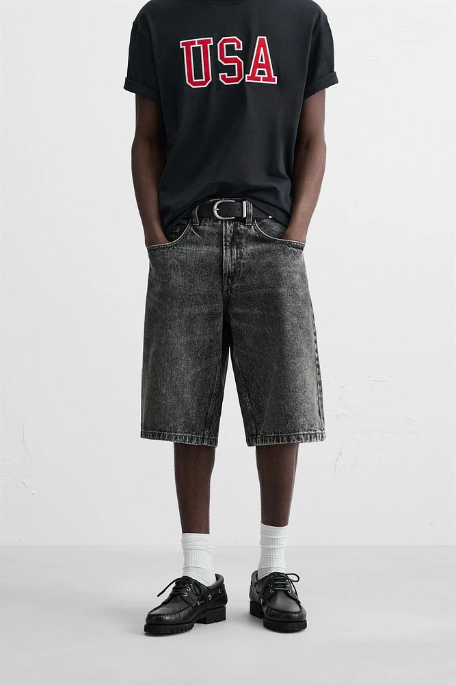 WASHED BAGGY FIT DENIM SHORTS