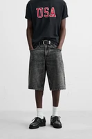 WASHED BAGGY FIT DENIM SHORTS